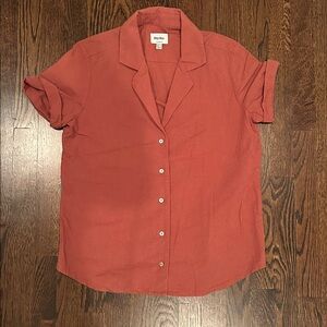 Rhythm Classics button down beach top, baked clay